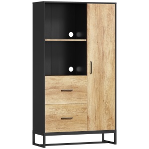 Dulap Modern de Bucătărie cu 2 Sertare, 2 Rafturi și un Dulap, 88x35x160 cm, Lemn și Negru - Img 1