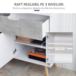 Dulap modern pentru depozitare, dulap decorativ cu sertar, 2 usi pentru dormitor, living, hol, gri deschis - Img 5