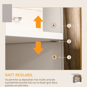 Dulap Multifunctional din PAL cu Dulap si Sertar in Stil Rustic, 78.5x39x89.4cm, Alb - Img 5