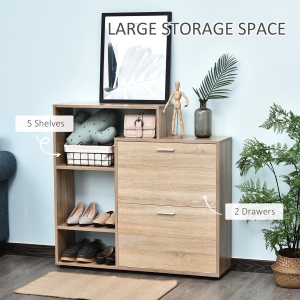 Dulap Pantofi Design Modern 20 Perechi pentru Hol in Lemn 101,5 x 25,5 x 98 cm - Img 6