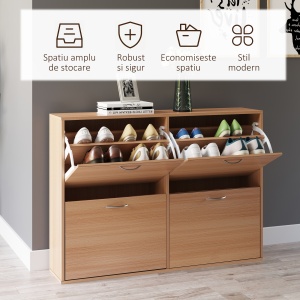 Dulap Pantofi Lemn 120×24×81 cm – 24 Perechi, Hol sau Dormitor - Img 7