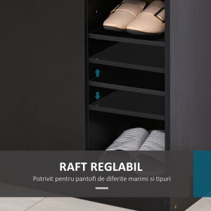 Dulap Pantofi Negru – 2 Usi Basculante, 83×30×90 cm - Img 5