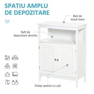 Dulap pentru Baie Impermeabil cu 2 Rafturi si Dulapior MDF Alb - Img 4