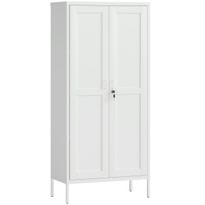 Dulap pentru Birou în Oțel cu 3 Rafturi Reglabile cu Serratură și 2 Chei, 80x40x175 cm, Alb