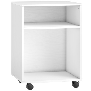 Dulap pentru Imprimantă cu Roți și 2 Rafturi 40x35x55.5 cm, Alb