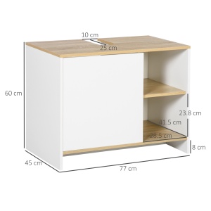 Dulap pentru lavoar pentru baie, 77x45x60cm, alb si culoarea lemnului - Img 3