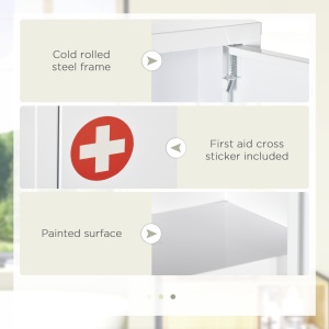 Dulap pentru Medicamente cu 3 Polițe cu Încuietoare și 2 Chei de Siguranță, Dulap din Oțel pentru Medicamente, 40x15x53,5 cm, Alb - Img 6