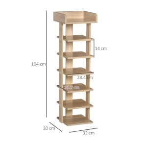 Dulap pentru Pantofi din Lemn 6 pantofi cu Raft de depozitare 32x30x104cm - Img 3
