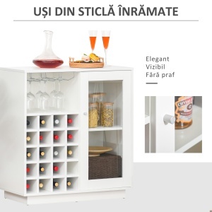 Dulap pentru Sticle cu Suport pentru Pahare și Sticle de Vin, 80x36x85 cm, Alb - Img 7