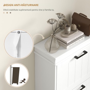 Dulap Spațios pentru Pantofi cu 3 Sertare Rabatabile pentru 15 Perechi de Pantofi, 54x24x117,5 cm, Alb - Img 4