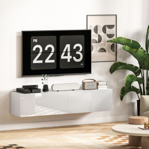 Dulap TV Suspendat pentru Televizoare de 45"-55"-65" cu 2 Dulapuri, Alb - Img 8