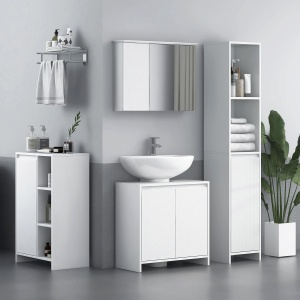 Dulapior Baie – Alb, 53×30×80 cm, Cu Rafturi si Usa - Img 2