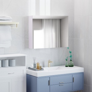 Dulapior Baie cu Oglinda – Alb MDF 80×60×15 cm cu 3 Rafturi - Img 8