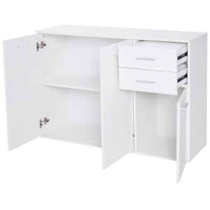 Dulapior cu 3 Usi si 2 Sertare in Lemn Granulat, Alb, 106x35x76cm - Img 6