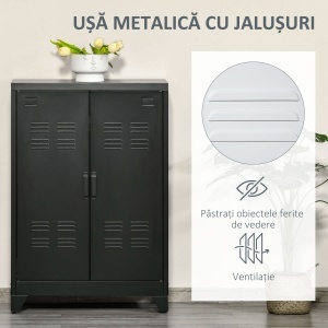 Dulapior Multifunctional cu 2 Usi Stil Industrial, Dulapior Metalic pentru Casa si Garaj - Gri - Img 5