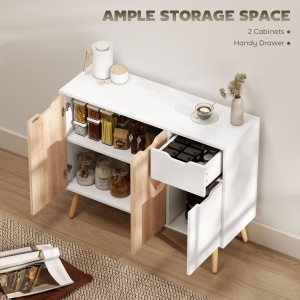 Dulapior Multifunctional din Lemn cu Sertar si Dulapioare in Stil Nordic, 90x30x72cm - Img 4