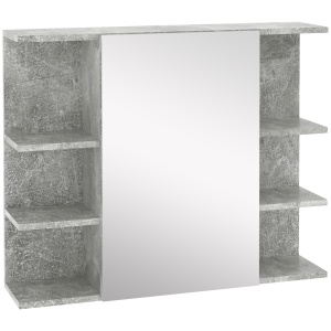 Dulapior Oglinda Baie de Perete cu Usa si Polite Laterale din Lemn, 80x19,8x64cm - Img 1