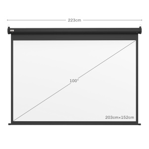 Ecran de Proiecție 100 inch, Format 4:3 Reglabil cu Telecomandă, Ecran de Proiecție Compact, 203x152 cm, Negru - Img 3