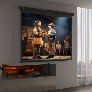 Ecran de Proiecție 100 Inch Reglabil, cu Montare pe Tavan și Perete, Pânză pentru Proiector, 203x152 cm, Negru - Img 2