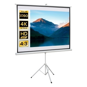 Ecran de Proiecție 84 inch cu Stativ, Suprafață de Proiecție 4:3, Pliabil și Reglabil pe Înălțime, 171x128 cm, Alb - Img 1