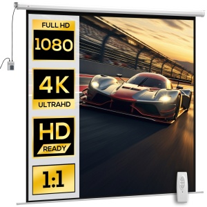 Ecran de Proiecție de 120 inch cu Telecomandă, Suprafață de Proiecție din Plastic și Metal, 236,5x8x236,5 cm, Alb - Img 1