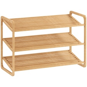 Etajeră pentru pantofi cu 3 rafturi pentru 12 perechi de pantofi din bambus 76x33x50.8 cm - Img 1
