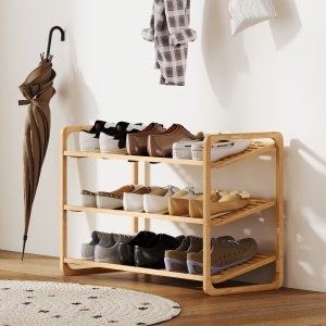 Etajeră pentru pantofi cu 3 rafturi pentru 12 perechi de pantofi din bambus 76x33x50.8 cm - Img 7