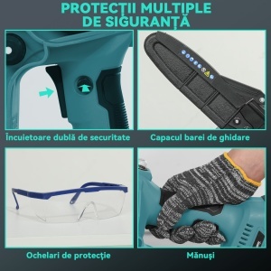 Ferăstrău cu Acumulator 2 în 1 cu Tijă Telescopică și Motor Brushless Albastru - Img 7