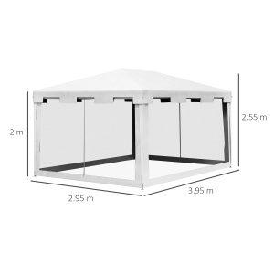 Foisor 4x3 m cu Plasa de Tantari si 2 Intrari, Foisor de Gradina din Metal si PE, Alb si Negru - Img 3