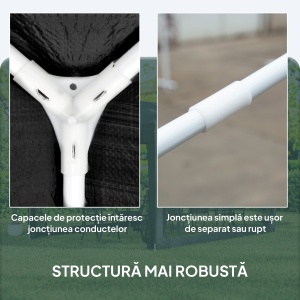 Foisor 4x3 m cu Plasa de Tantari si 2 Intrari, Foisor de Gradina din Metal si PE, Gri Inchis - Img 5