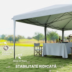 Foișor 6 x 3 m Pavilion de Grădină Pop-Up Pliabil cu Geantă Inclusă din Oțel Epoxidic și Țesătură Oxford de Înaltă Densitate Gri - Img 7