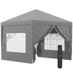 Foișor de Exterior 3x3 m Pliabil cu 4 Panouri Laterale, din Oțel și Material Oxford, Gri Deschis - Img 1