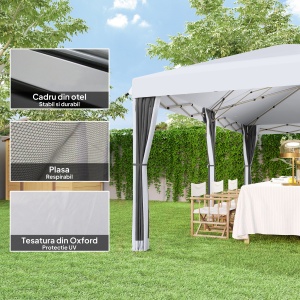 Foisor de gradina cu plasa de tantari, alb, 3x6m - Img 4