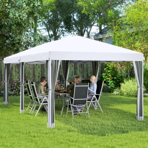 Foisor de gradina cu plasa de tantari, alb, 3x6m - Img 9