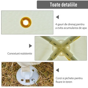 Foisor de Gradina Impermeabil cu Plasa Tantari Bej 3 x 3 x 2.35 m - Img 5