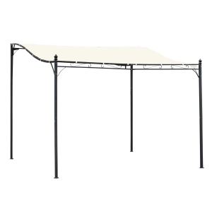 Foisor Perdea Parasolara Cu Prelata in Poliester Impermeabila, Crem, Cadru Gri, 297x297cm - Img 1