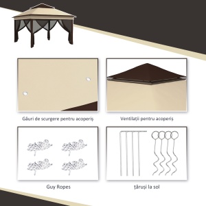 Foisor Pop Up 3 x 3m Cu Plasa, Bej - Img 6