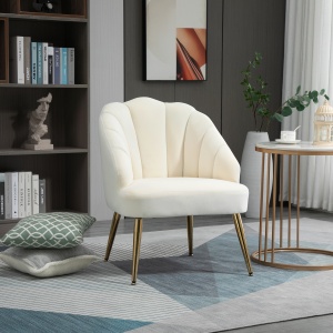 Fotoliu Catifea Crem – 63×65×84 cm, Spatar Tip Scoica Elegant - Img 8