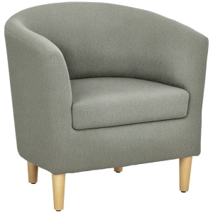 Fotoliu Modern, Scaun Accent Tapițat cu Picioare din Lemn, Scaun din Material Textil, 74x63x73 cm, Gri - Img 1