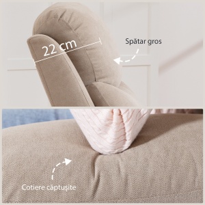 Fotoliu Rabatabil Manual cu Pernă Groasă, Suport pentru Picioare, 85x93x105cm, Bej - Img 6
