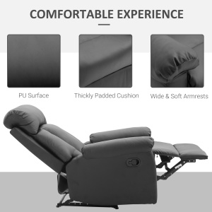 Fotoliu Relax Rabatabil cu Captuseala Ergonomica cuTaburet in Piele Ecologica,80 × 97 × 107cm Negru - Img 5