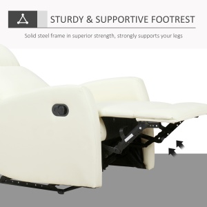 Fotoliu Relax Rabatabil Ergonomic Piele Sintetica 65 × 92 × 100cm Crem - Img 4