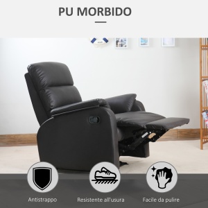 Fotoliu Relax Rabatabil Manual in Piele Sintetica, Maro, 75x92x99cm - Img 4