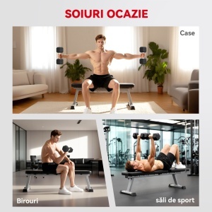 Gantera hexagonala de 20kg din otel si cauciuc pentru antrenament in sala de sport, acasa si la birou, negru - Img 6
