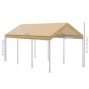 Garaj tip cort 6m x 3m, Garaj portabil, Cort de gradina cu copertina, adapost de depozitare, cu copertina din PE anti-UV si kit de ancorare, pentru masina, barca, petrecere, nunta - Img 3