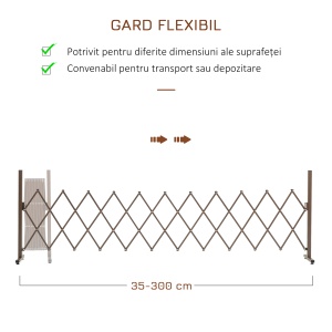 Gard de Grădină cu Lățime Reglabilă, Gard de Grădină Multifuncțional din Metal și Aluminiu, 300x31x103,5 cm, Maro Închis - Img 5