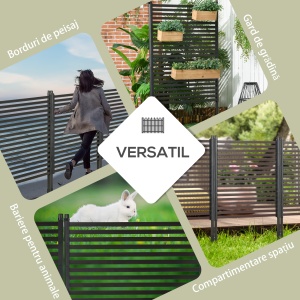 Gard Modular Autoportant pentru Grădină din Oțel, 93x22x150 cm, Maro - Img 5