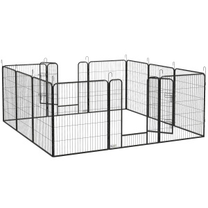 Gard pentru Câini, Incintă Modulară pentru Câini din 8 Secții pentru Interior și Exterior, 80x100 cm, Negru