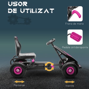 Go Kart a Pedali per Bambini 5-12 Anni Sedile Regolabile Ruote in Gomma - Img 5