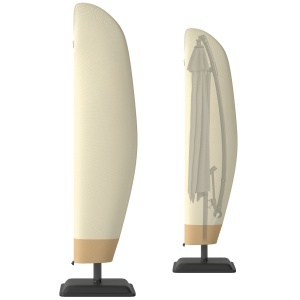 Husă pentru Umbrelă de Grădină Impermeabilă cu Fermoar si Șnur din Țesătură, 220x56x56 cm, Bej și Cafeniu - Img 1